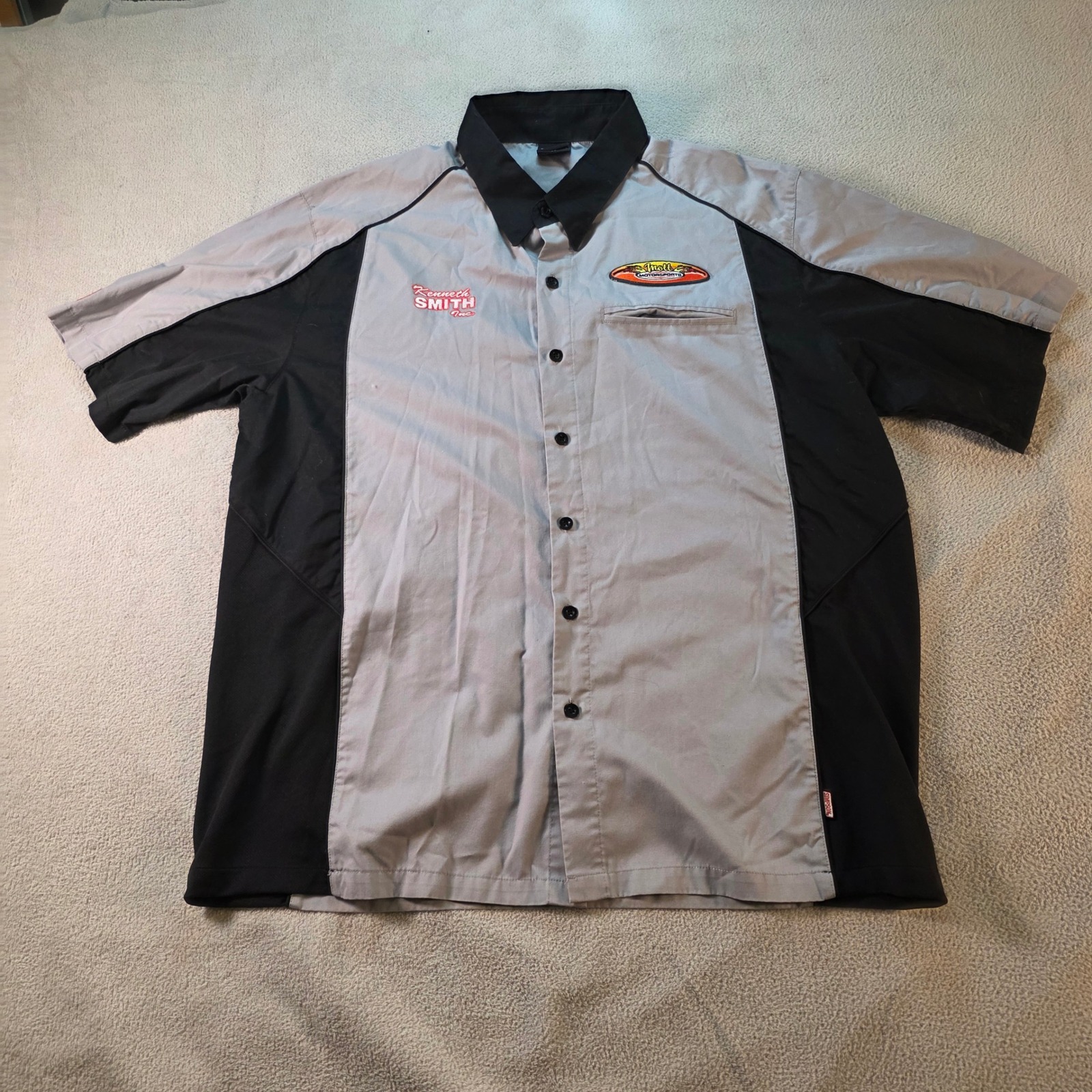 Simpson Mott Motorsports Crew Shirt Mens Large Grey Black Kenneth Smith Racing